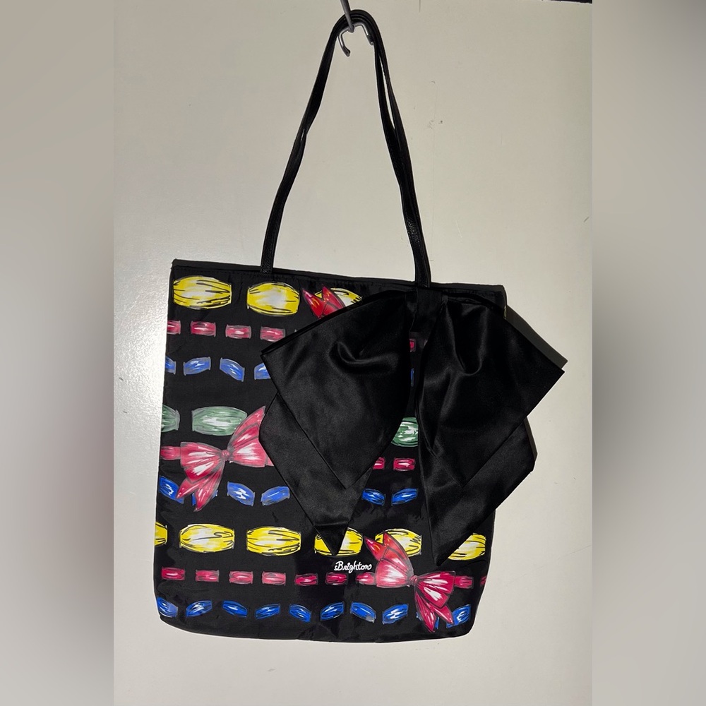 Brighton Tote Bag Bow Print Black Fabric‎ Purse Handbag Shopper